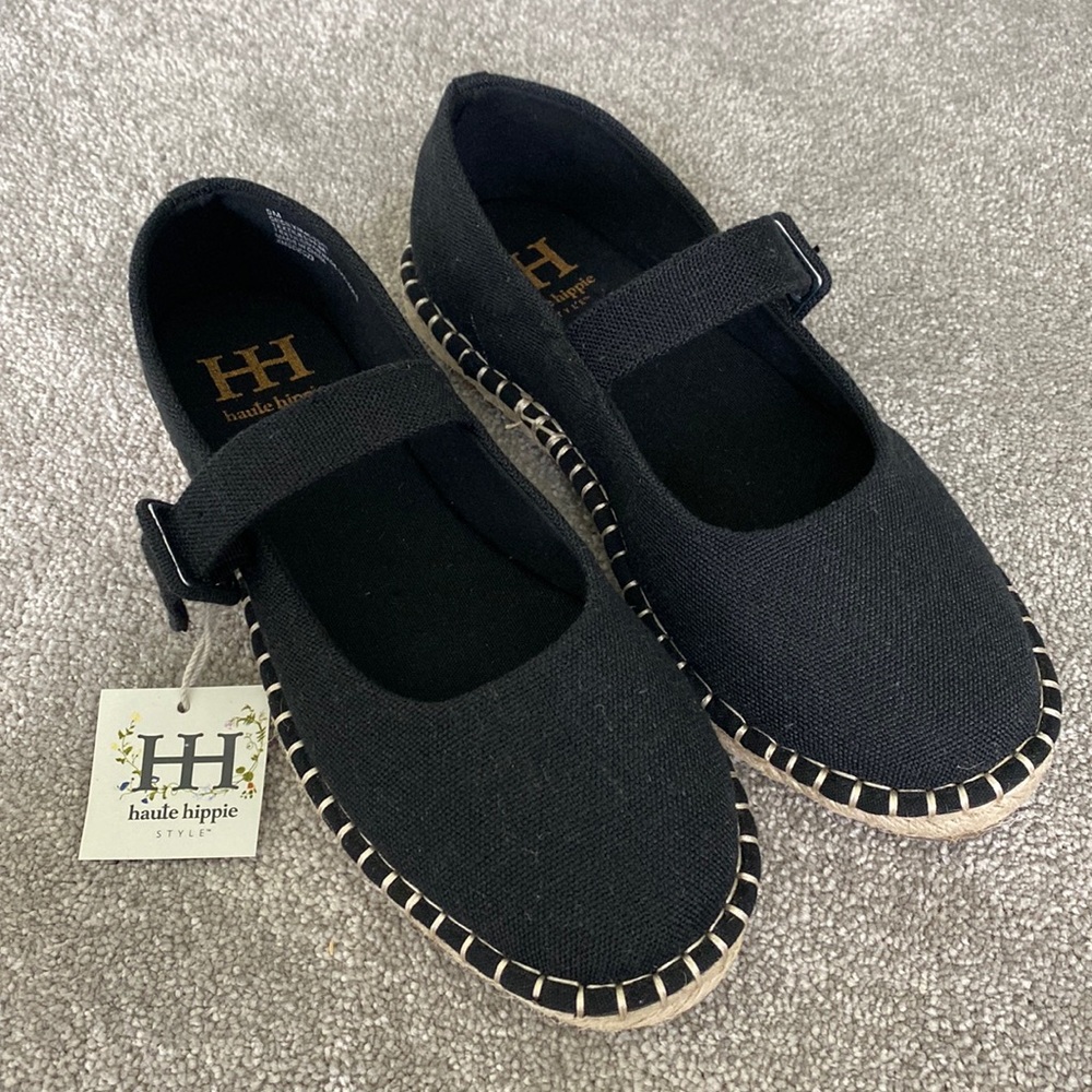 Haute Hippie Black Canvas Flat Espedrille Shoes